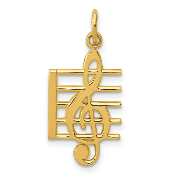 14k Yellow Gold TREBLE CLEF Pendant Made in USA Charm